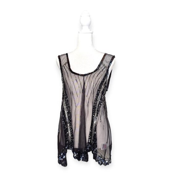 Glamorous Sheer Sequin Tank Top - New With Tags - Picture 1 of 3